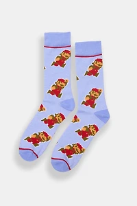 Mens Super Mario Pixel Jacquard Crew Socks