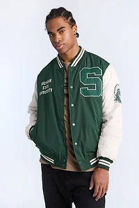 Mens Michigan State University Nylon Varsity Jacket
