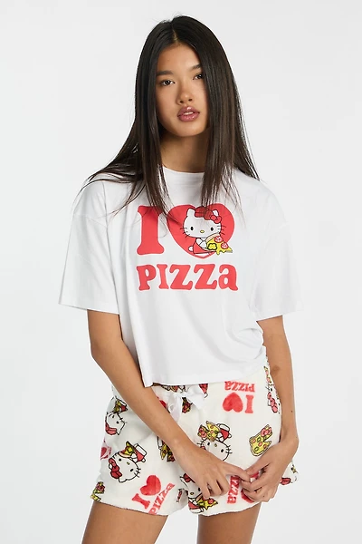 Hello Kitty I Love Pizza 2-Piece Pajama Tee & Shorts Set