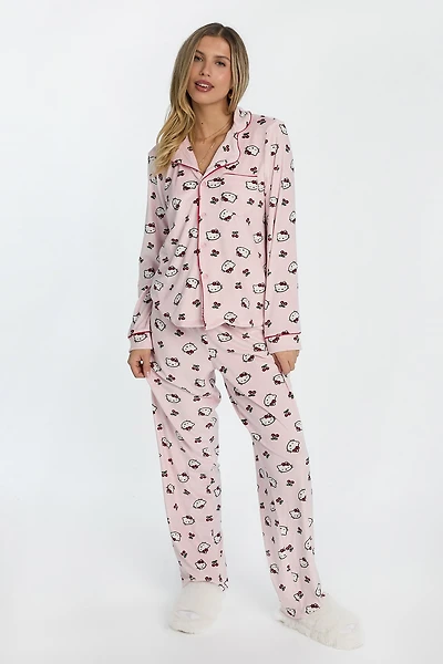 Hello Kitty Cherries Velour 2-Piece Pajama Shirt & Pant Set