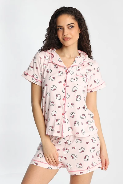 Ensemble chemise et short pyjama imprimé Hello Kitty