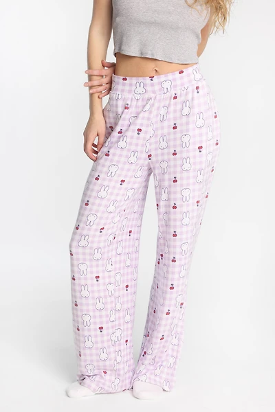 Pantalon pyjama à jambes larges super doux imprimé cerise Miffy