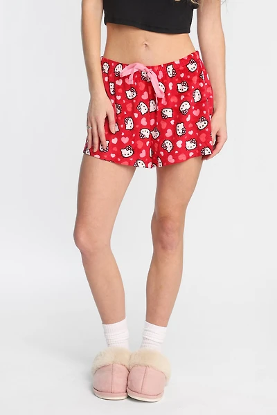 Hello Kitty Heart Velour Pajama Shorts