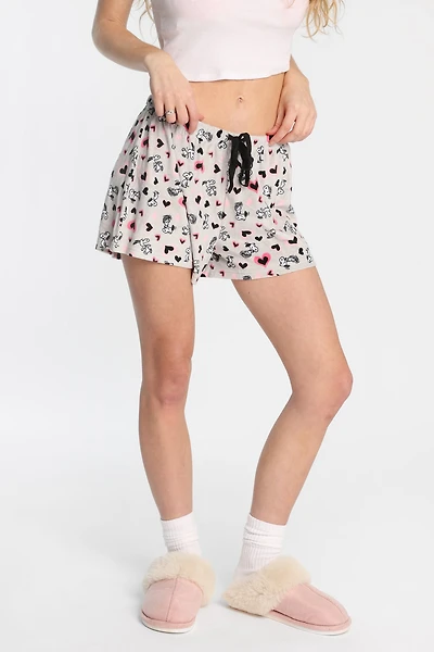Peanuts Heart Velour Pajama Shorts