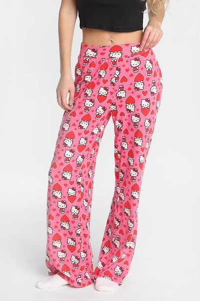 Hello Kitty Big Heart Super Soft Wide Leg Pajama Pants