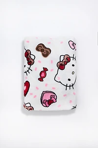 Hello Kitty Bows & Hearts Plush Throw Blanket