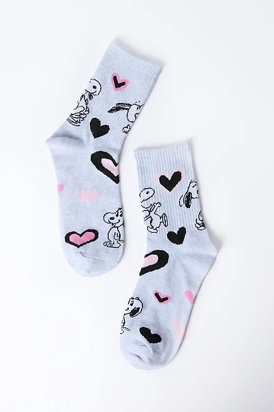 Peanuts Snoopy Hearts Crew Socks