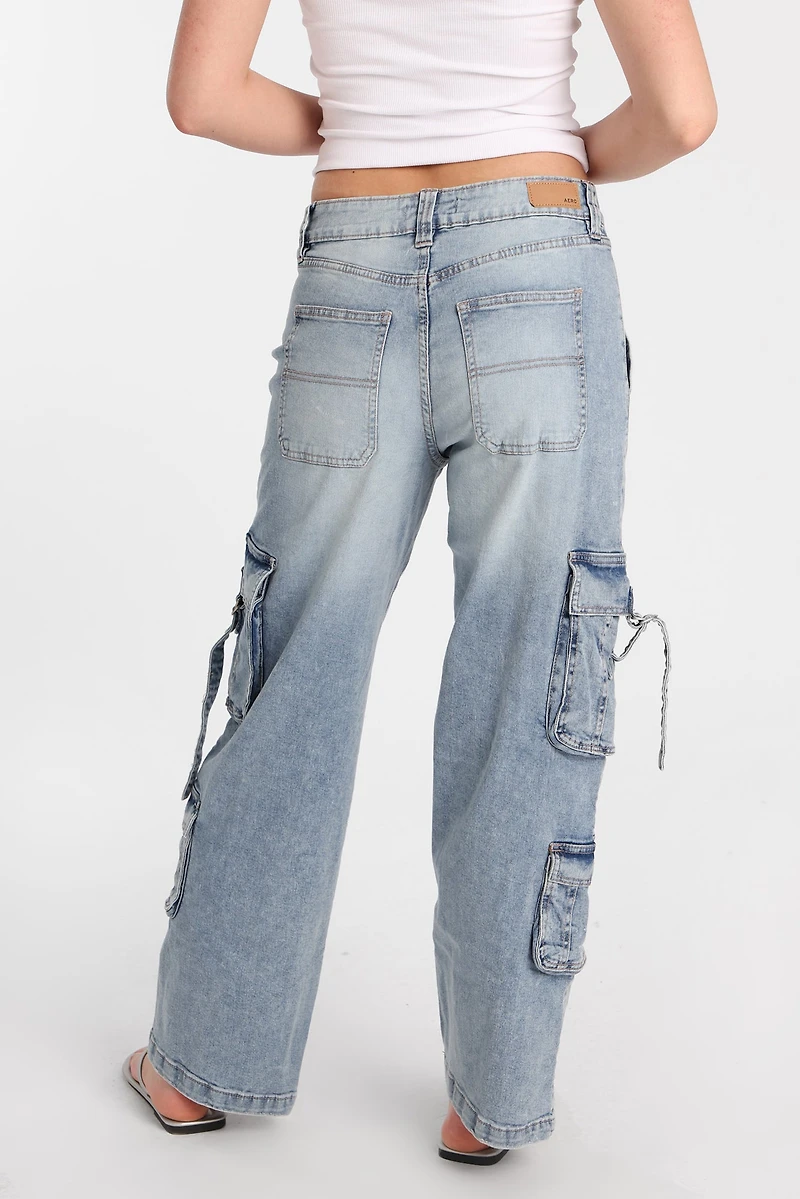 Jean cargo ample taille très haute à anneaux en D AERO