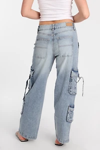 Jean cargo ample taille très haute à anneaux en D AERO