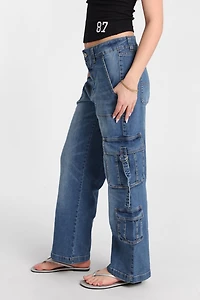 Jean cargo ample taille très haute à anneaux en D AERO