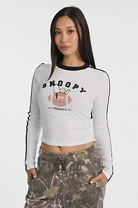 T-shirt ajusté à manches longues imprimé Peanuts Snoopy