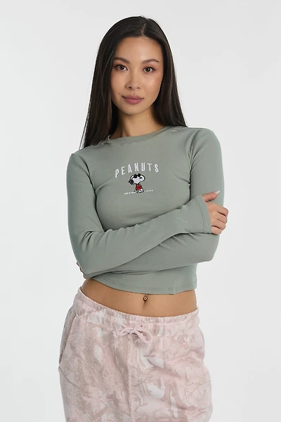 Peanuts Snoopy Embroidered Long Sleeve Baby Tee