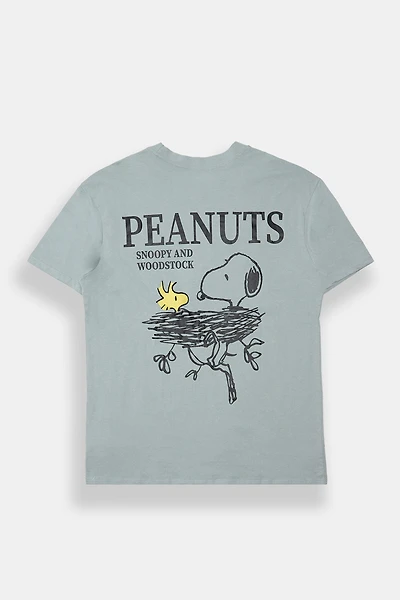 T-shirt coupe boyfriend imprimé Peanuts Snoopy Woodstock
