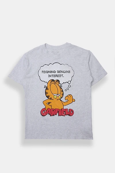T-shirt boyfriend imprimé Garfield Feigning Genuine Interest
