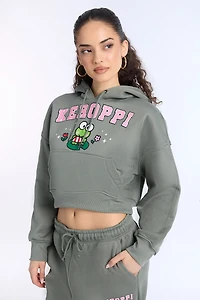 Keroppi Graphic Cropped Hoodie