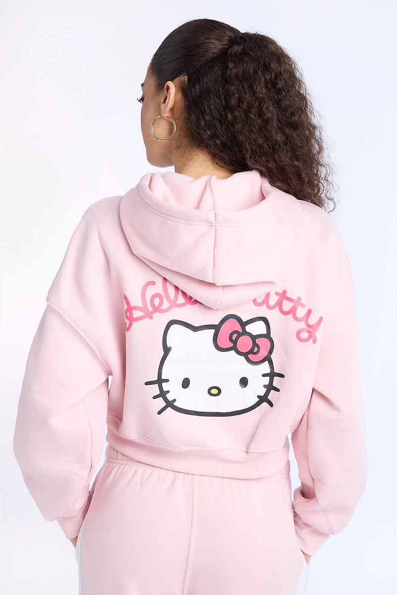 Haut à capuchon coupe courte Hello Kitty
