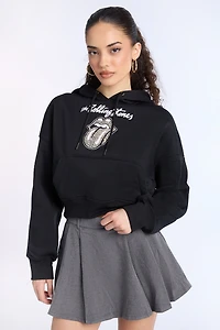 The Rolling Stones Graphic Cropped Hoodie