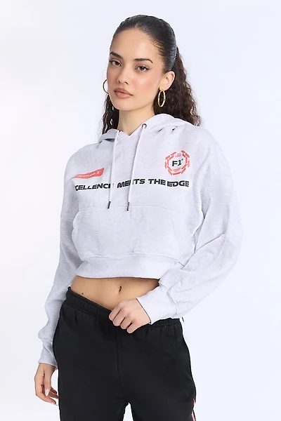 Formula 1 Graphic Cropped Hoodie