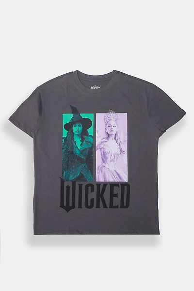 T-shirt coupe boyfriend imprimé Elphaba & Glinda Wicked
