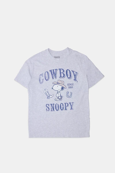 T-shirt coupe boyfriend imprimé Cowboy Snoopy