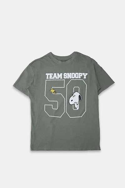 T-shirt coupe boyfriend imprimé Team Snoopy 50