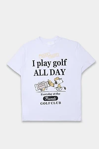 T-shirt coupe boyfriend imprimé Golf Club Peanuts