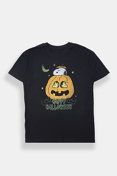 T-shirt coupe boyfriend imprimé Happy Halloween Snoopy