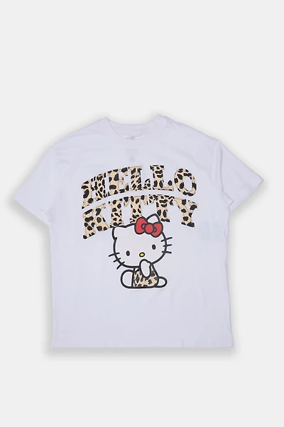 T-shirt coupe boyfriend imprimé léopard Hello Kitty