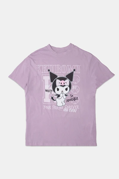T-shirt coupe boyfriend imprimé Kuromi