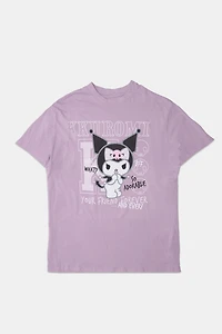 T-shirt coupe boyfriend imprimé Kuromi