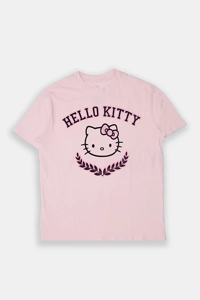 T-shirt coupe boyfriend imprimé écusson Hello Kitty