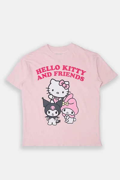 T-shirt coupe boyfriend imprimé Hello Kitty And Friends