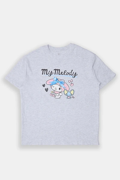 T-shirt coupe boyfriend imprimé Hello Kitty My Melody