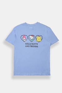 T-shirt coupe boyfriend imprimé coeur pailleté Hello Kitty And Friends