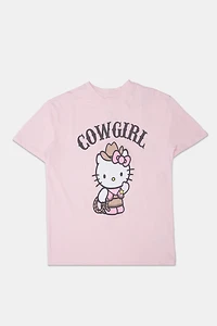 T-shirt coupe boyfriend imprimé Hello Kitty Cowgirl