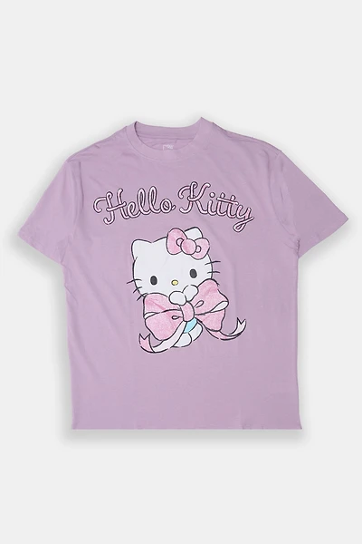 Hello Kitty Glitter Bow Graphic Boyfriend Tee