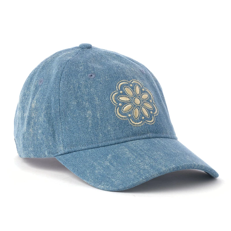 Blossom Stamp Denim Baseball Hat