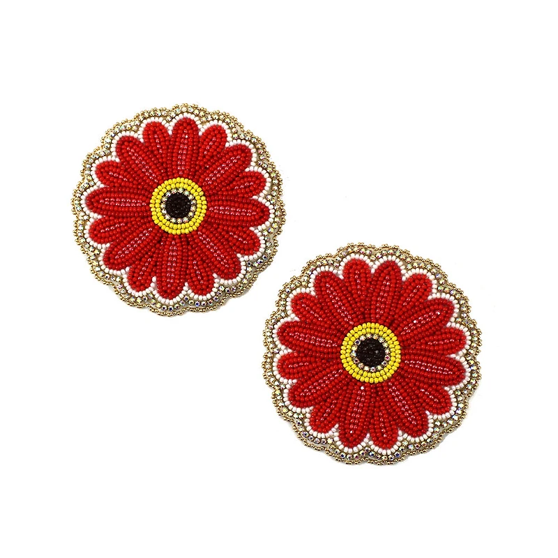 Boucles d'oreilles marguerite rouge ébène Chubb