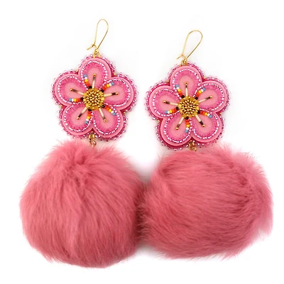 Boucles d'oreilles fleurs roses Jennifer Chartrand