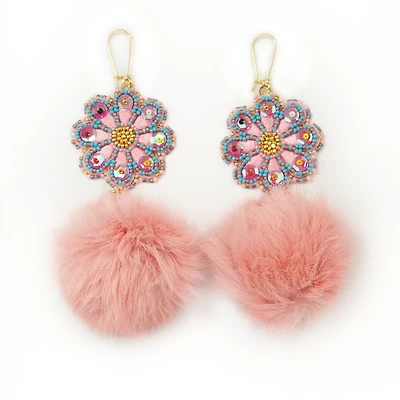 Jennifer Chartrand Pink Flower Beaded Earrings