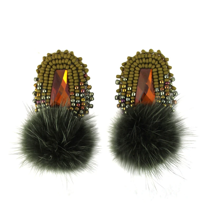 Jessica McKenzie Green Mink Earrings