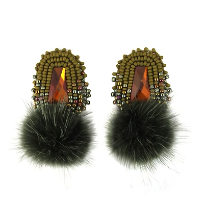 Jessica McKenzie Green Mink Earrings