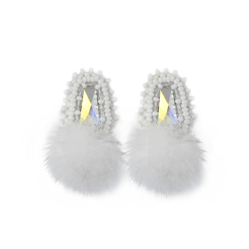 Boucles d'oreilles Jessica McKenzie en vison blanc