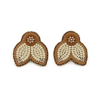 Jaime Lepine White Drop Petal Studs