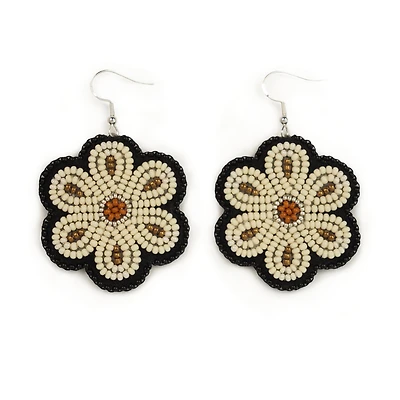 Jaime Lepine White Flower Earrings