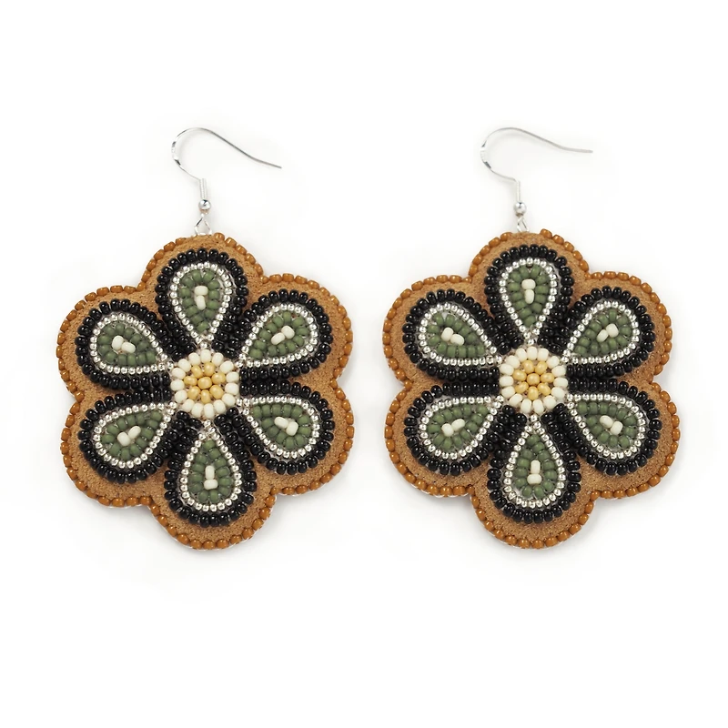 Jaime Lepine Green Flower Earrings