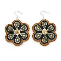 Jaime Lepine Green Flower Earrings
