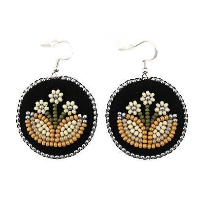 Jaime Lepine Circle Flower Earrings