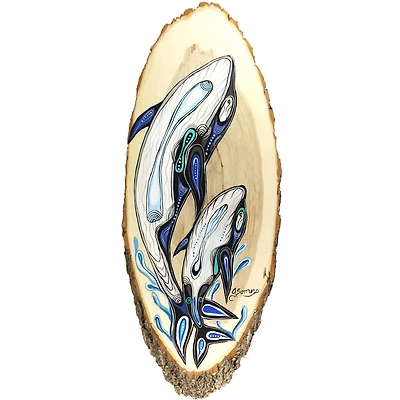 Jessica Somers 'Splash Whales' Wood Artwork