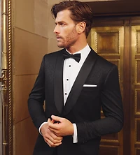 Slim Fit Black Leaf Jacquard Tuxedo Jacket